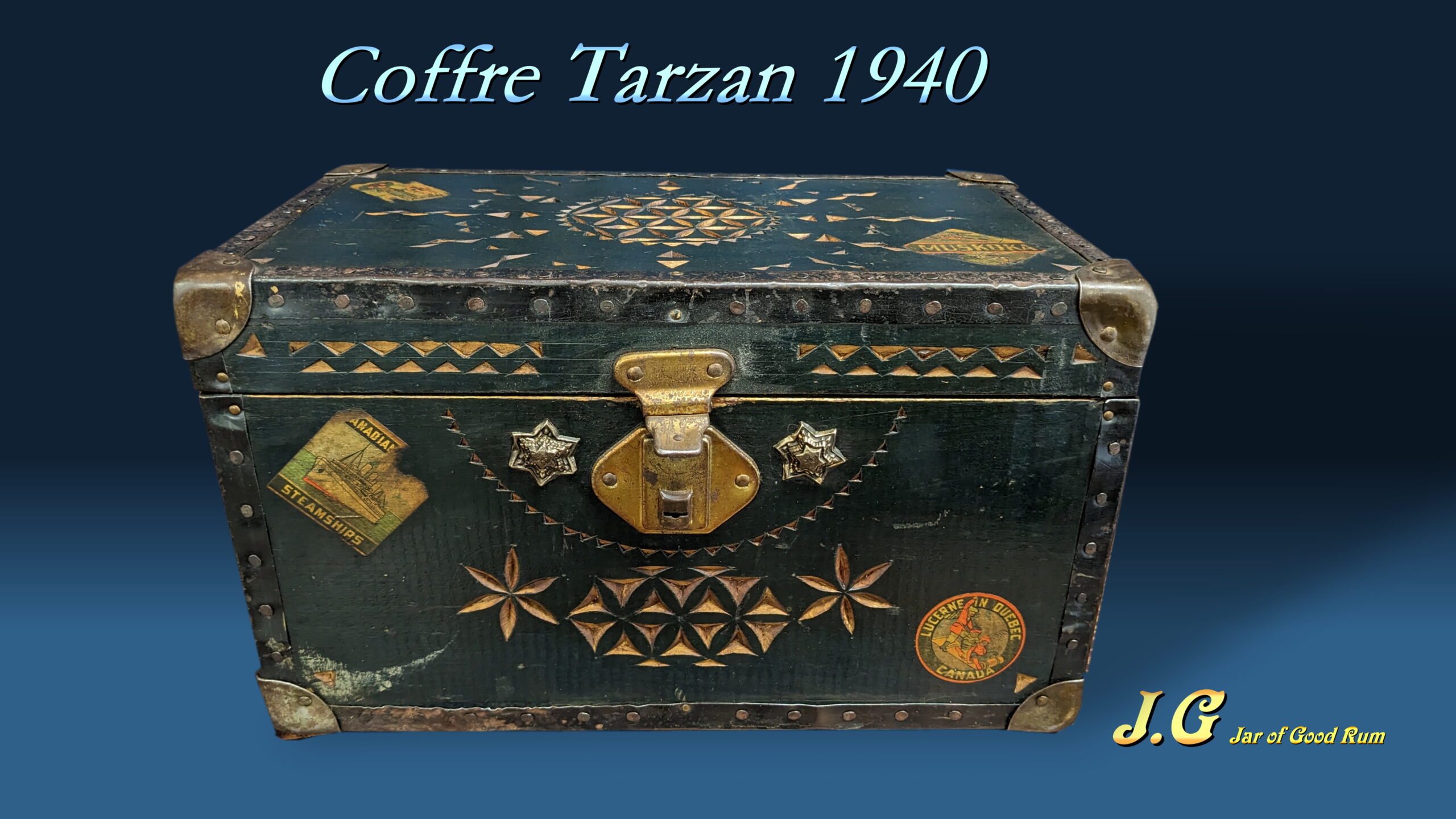 Le coffre Tarzan, orné de sa peinture